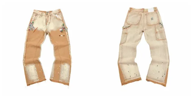 Denim Tears Paint-Splatter Cargo Jeans Distressed Paint-Splatter