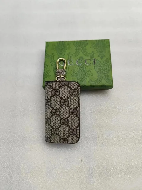 Gucci GG Marmont Key Holder Brown and Beige GG Canvas