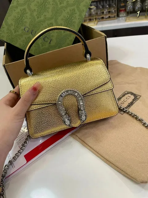 Gucci Dionysus Mini Metallic Gold with Crystal Horsebit