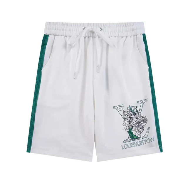 Louis Vuitton Dragon Print Shorts White with Green Dragon LV Logo
