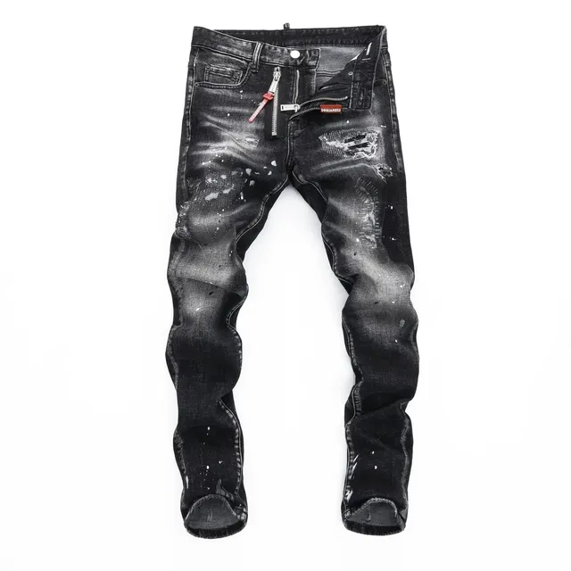 Dsquared2 Distressed Jeans Paint Splatter Black