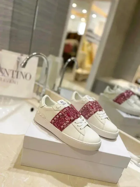 Valentino Rockstud Sneaker Glitter Strap