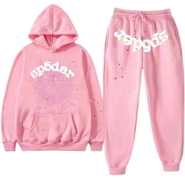 Sp5der Hoodie and Joggers Set Spider Web Print