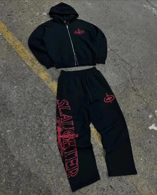 Corteiz × Slaughter Gang Slaughter Track Set Black with Red Logo