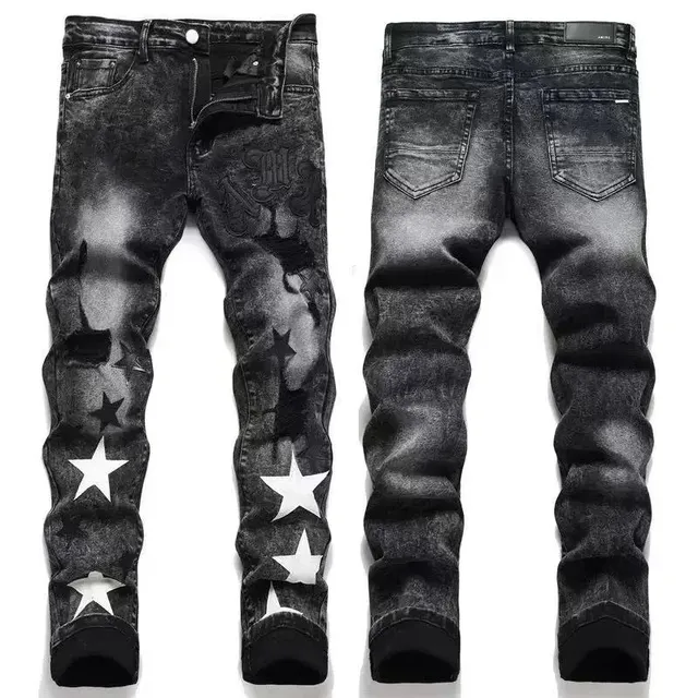 Amiri Distressed Jeans Star Print