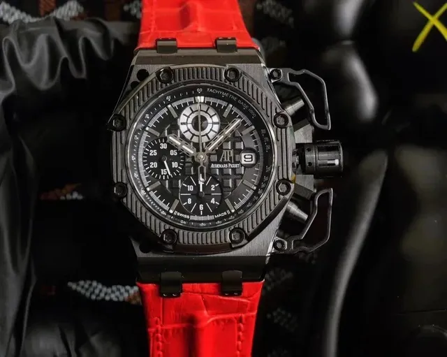 Audemars Piguet Royal Oak Offshore Chronograph Black Dial with Red Alligator Strap