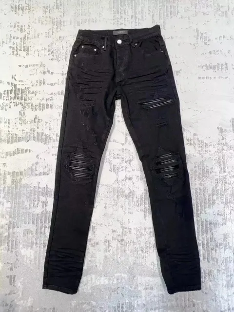 Amiri Distressed Slim Fit Jeans Black Destroyed