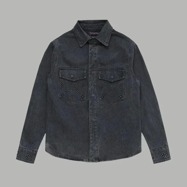 Louis Vuitton Denim Shirt Monogram-Embroidered