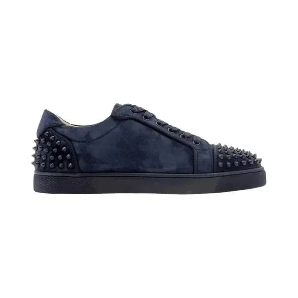Christian Louboutin Louis Junior Spikes Navy Suede with Studs