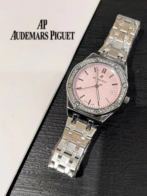 Audemars Piguet Royal Oak Pink Dial with Diamond Bezel