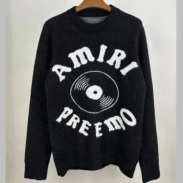 Amiri Knit Sweater Vinyl Record Logo