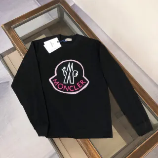 Moncler Long-Sleeve Logo Tee Pink Logo
