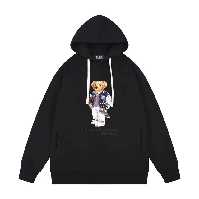 Polo Ralph Lauren Polo Bear Hoodie Black with Embroidered Bear Graphic