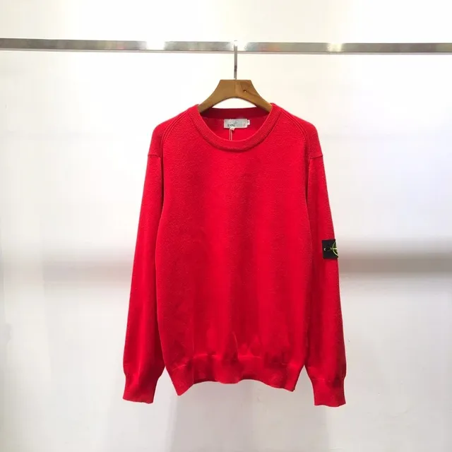 Stone Island Cotton Knit Sweater Solid Red
