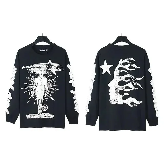 Long Sleeve Graphic Tee Hellstar Flame Print