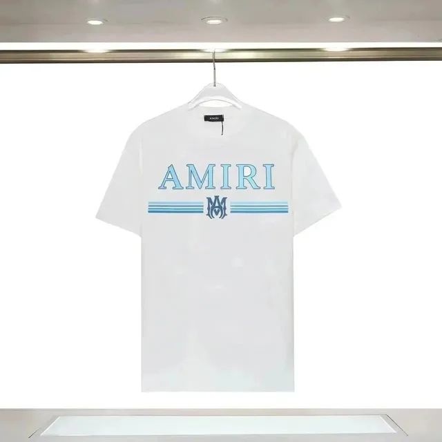 Amiri Logo Graphic Tee Light Blue Logo