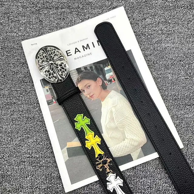 Round buckle cross color belt