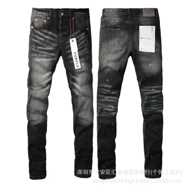 Slim Fit Jeans Distressed Paint-Splatter Wash