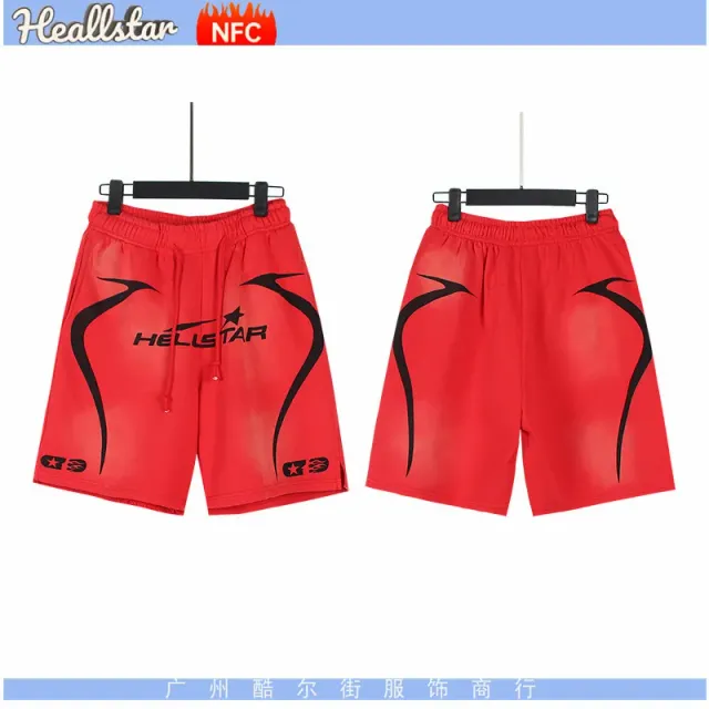 Hellstar NFC Shorts Red Black Graphic