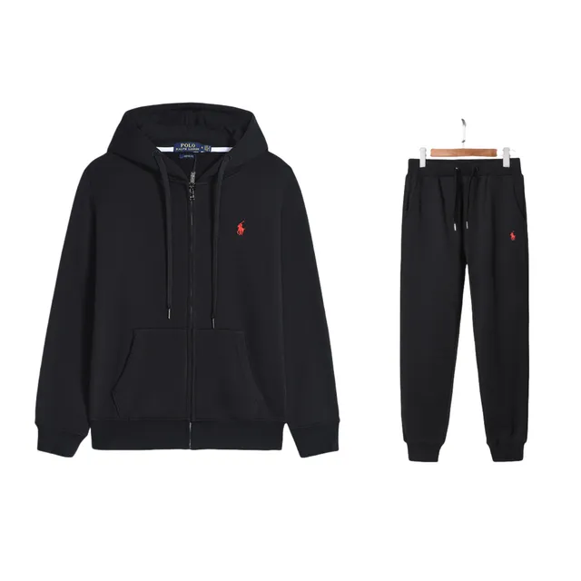 Polo Ralph Lauren Hoodie and Joggers Set Black with Orange Pony