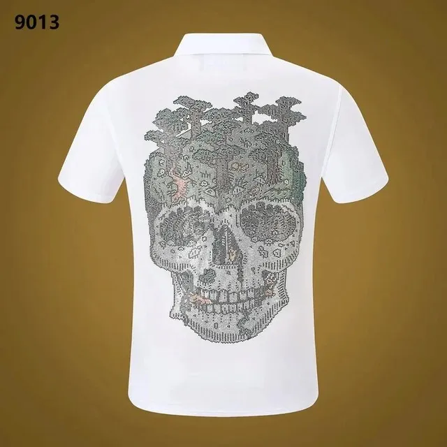 Philipp Plein Polo Shirt Crystal Skull Print