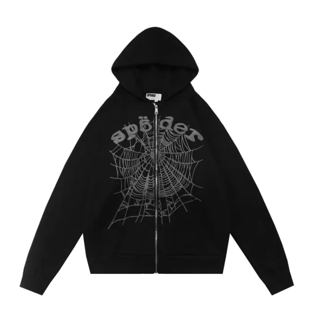 Sp5der Zip-Up Hoodie Spiderweb Graphic