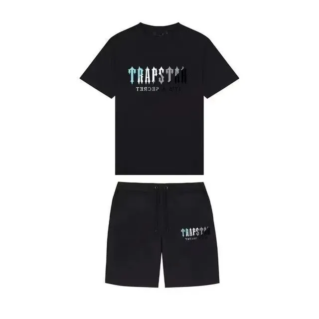 Trapstar Logo Tee & Shorts Set Black