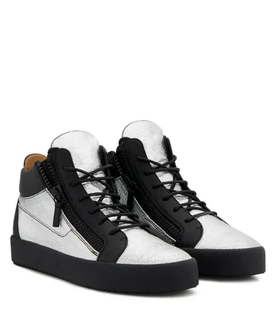 Giuseppe Zanotti High-Top Sneaker Metallic Silver with Black Zip
