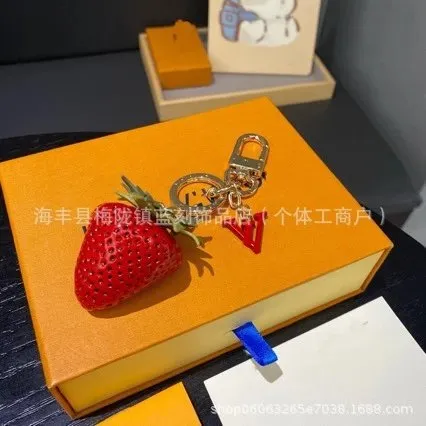 Louis Vuitton Strawberry Keychain Fruit Charm with Triangle Tag