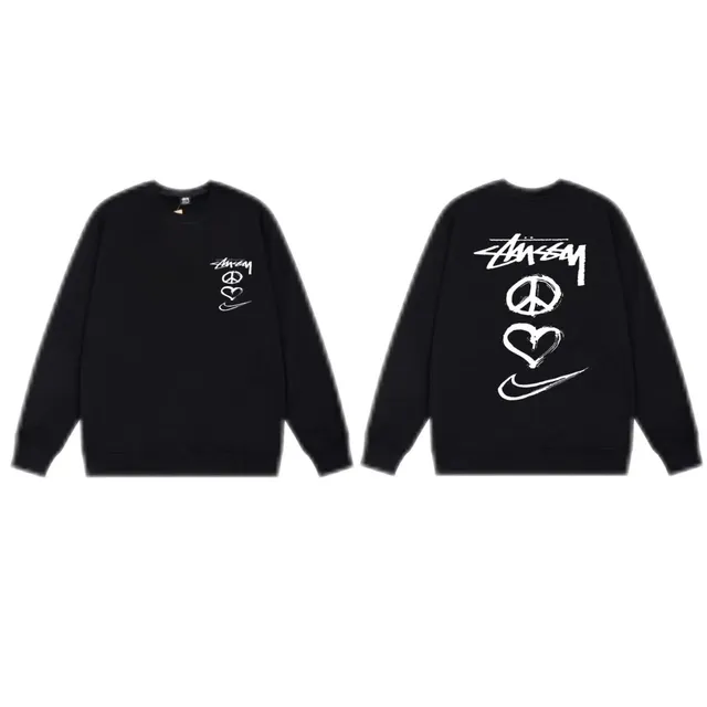 Stüssy × Nike Crewneck Sweatshirt Peace Heart Swoosh