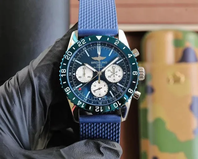 Breitling Chronomat Blue Dial with Green Bezel