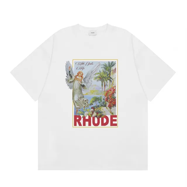Rhude Graphic Tee With Gods Help Angel Print