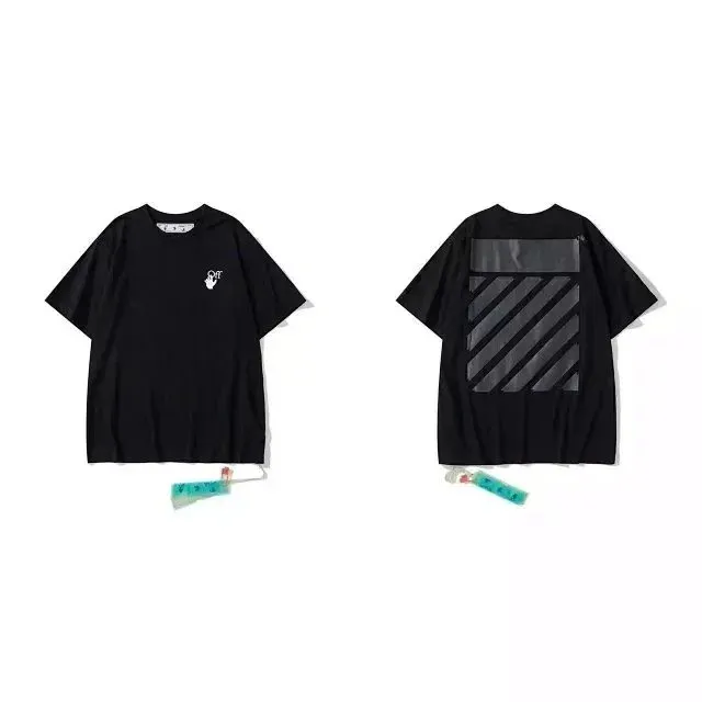 Off-White Diagonal Stripe T-Shirt Black with Diagonal Stripes