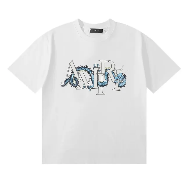 Amiri Dragon Logo Tee Blue Dragon Print