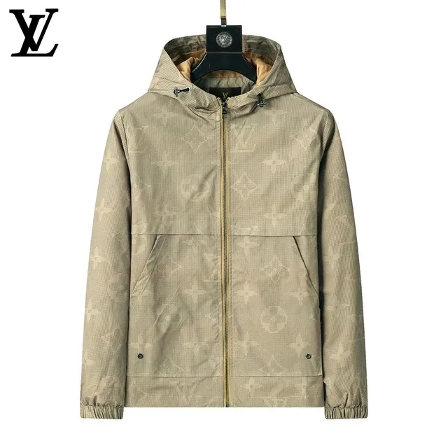 Louis Vuitton Monogram Grid Hooded Jacket Beige Monogram Print