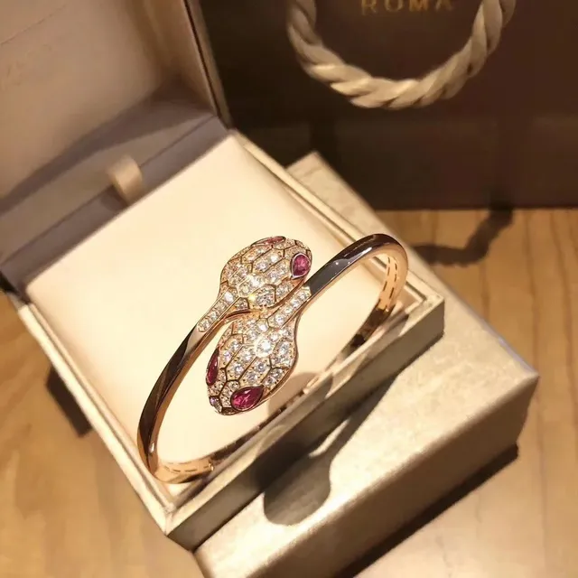 Bulgari Serpenti Bracelet Pavé Diamond with Ruby Eyes
