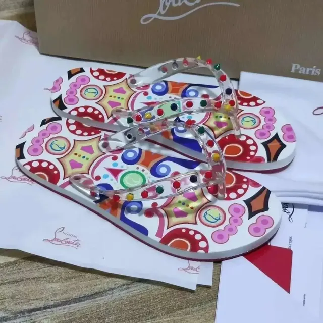 Christian Louboutin Flip-Flop Multicolor Graphic Print