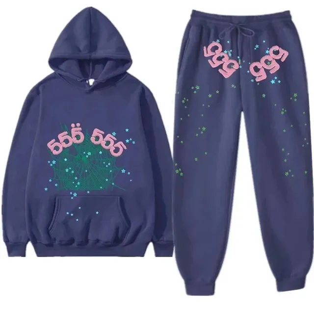 Sp5der Hoodie and Joggers Set 555 Star Print