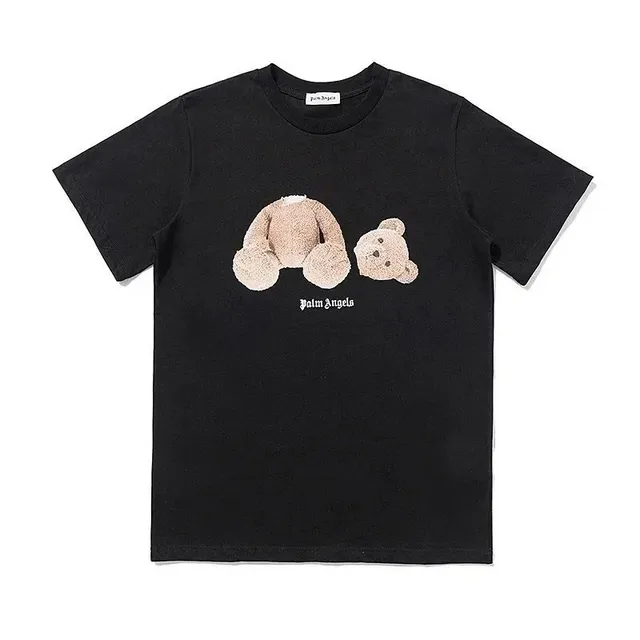Palm Angels Teddy Bear Graphic Tee Black with Beige Teddy Print