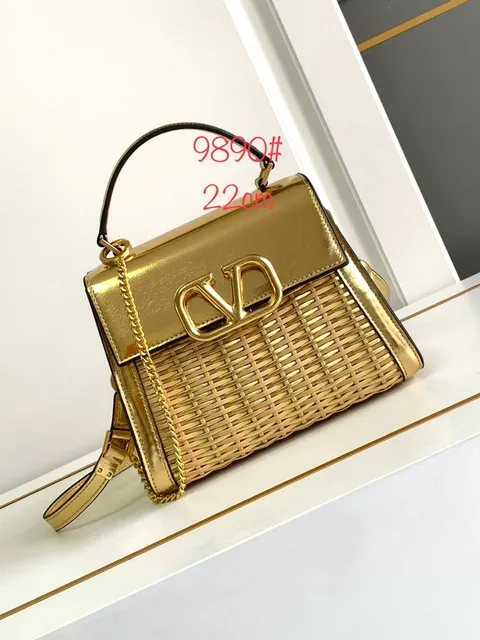Valentino VLogo Bag Woven Raffia