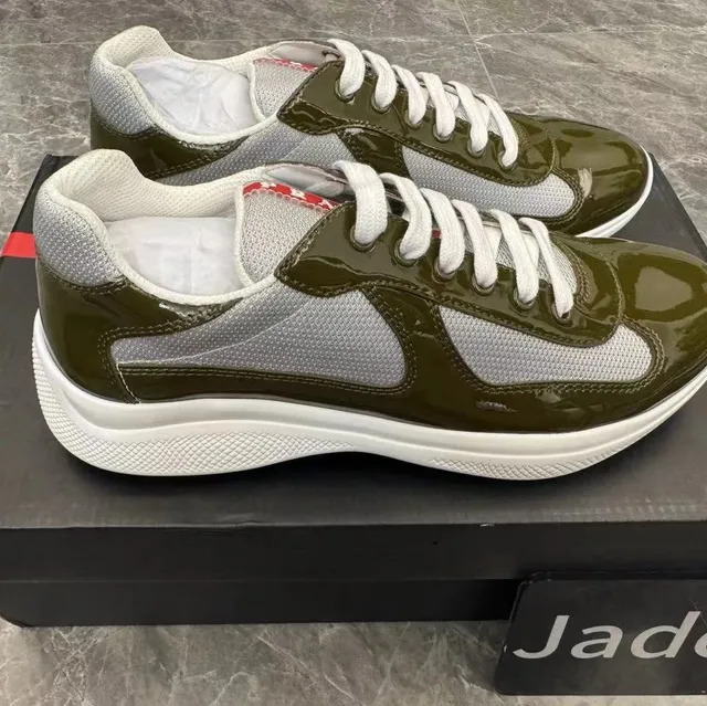 Prada Linea Rossa Sneaker Olive Patent & Mesh