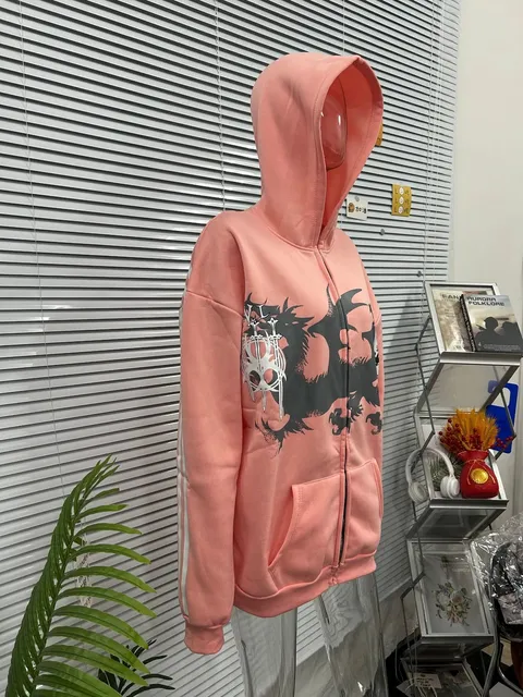 Dragon Graphic Zip-Up Hoodie