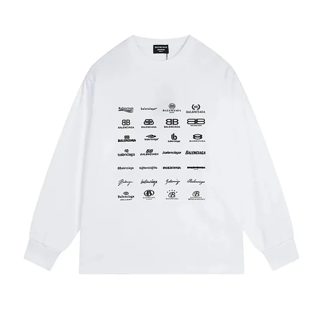 Balenciaga Logo Print Long-Sleeve Tee Multi-Logo