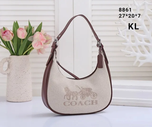 Coach Hobo Bag Canvas with Leather Trim