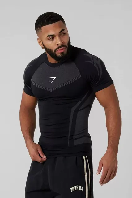Gymshark Compression T-Shirt Black/Grey Panel