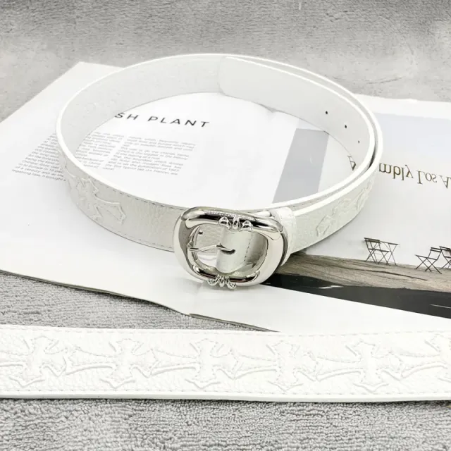 [15 white crosses on white background - thickened round buckle] crow ch holy sword heart belt