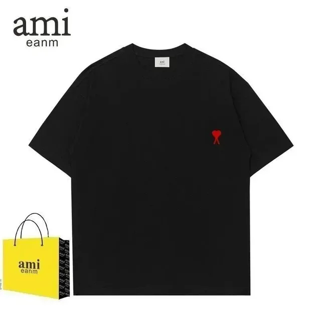 AMI Paris Cotton T-Shirt Red Heart Logo