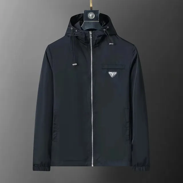 Prada Hooded Windbreaker Logo Patch