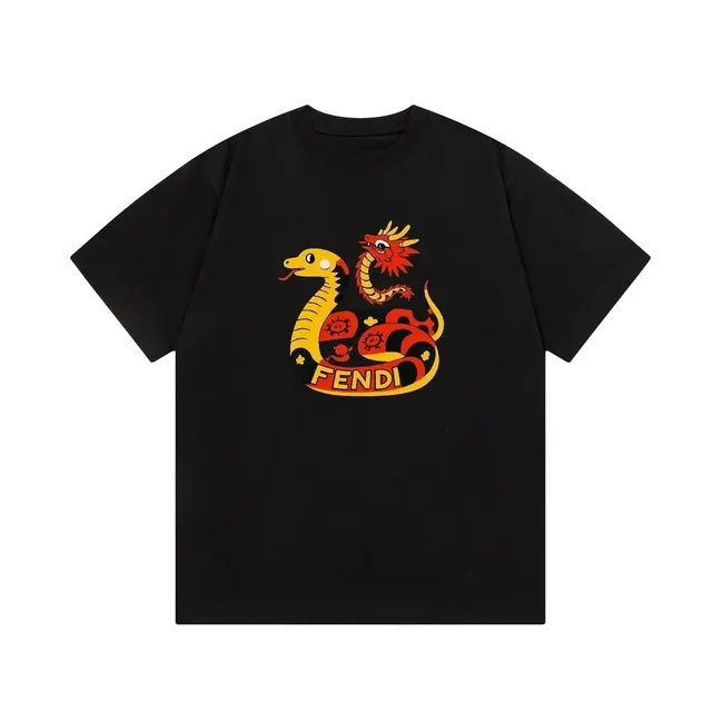 Fendi Graphic T-Shirt Dragon and Snake Print