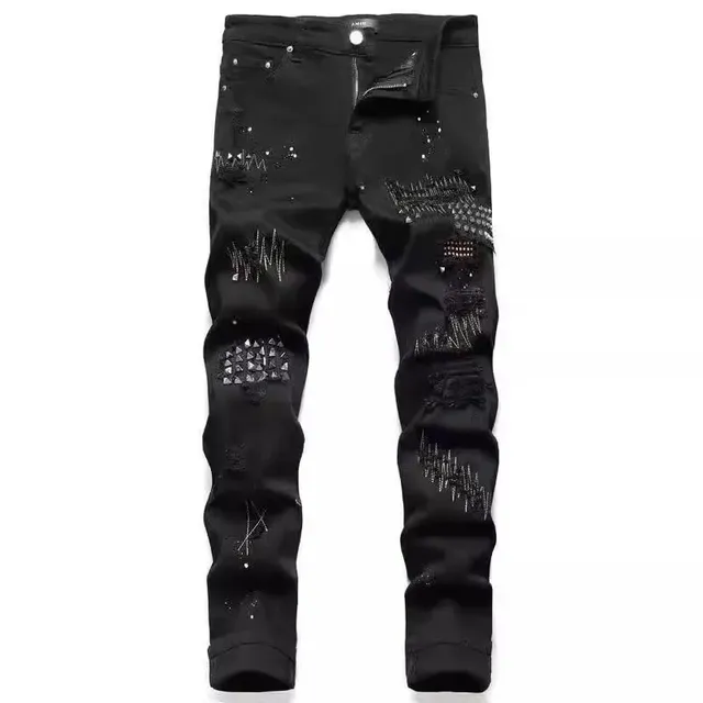 Amiri Distressed Jeans Studded and Embellished